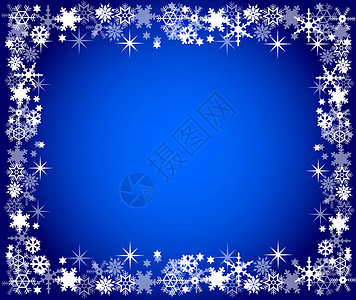 蓝色雪花与星星背景发光的高清图片