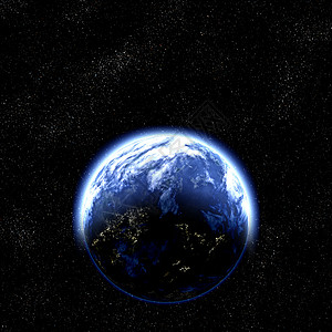 空间中的地球行星宇宙天空星系蓝色星星火花背景图片