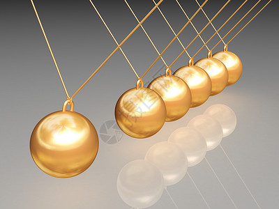 金牛顿球引力场运动物理重力休闲渲染金属合金游戏行动背景图片