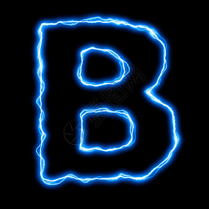 字母素材花体电闪电信或字体力量螺栓闪电辉光黑色闪光数字蓝色背景
