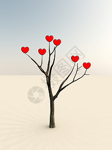 爱之树浪漫情绪化心形概念机构红色情感热情背景图片