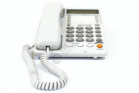 白色背景的白色电话办公室通讯桌子目录商业黄页技术棕色背景图片