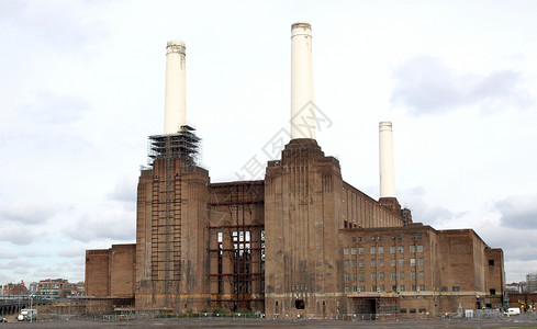 巴特西电站伦敦电池发电站建筑工厂车站烟囱粉色废墟电站力量地标动物背景