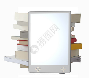 3D eBook 阅读器插图读者灰色文学教育背景图片