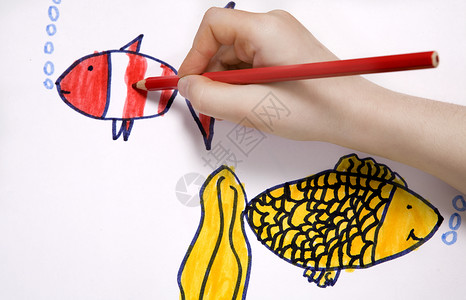 画鱼白板素材绘画数字卡通片素描草稿蜡笔说明写真教育手臂教学背景