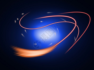 红色曲线速度光背景蓝光线 Blue Glow 线线条网络科学插图活力墙纸运动速度艺术技术背景
