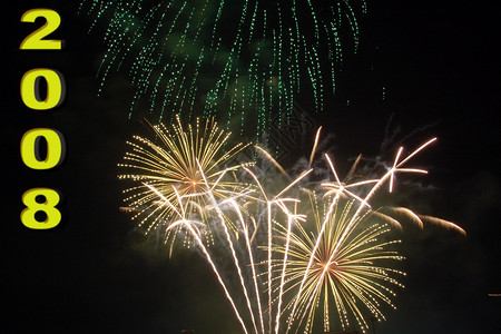 2008年新年快乐 烟火横幅问候语新年打印烟花焰火年度季节性背景图片