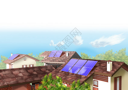 屋顶太阳能电池板环境活力技术光伏生态太阳能板背景图片