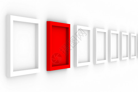 主题墙框素材白色背景上的行空框 孤立的 3D 图像绘画领导者横幅插图正方形海报艺术广告牌文件夹装饰品背景