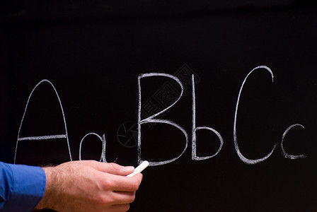 小写小学公司粉笔印刷老师语言学习字母苗圃黑板黑色背景