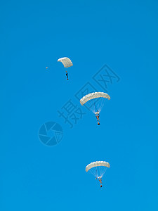 伞兵集团乐趣蓝色飞行男人跳伞团队自由闲暇运动团体背景图片