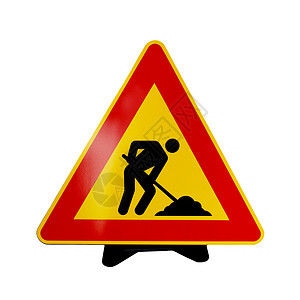 路工标志牌道路交通施工安全信号白色背景图片