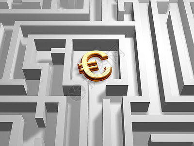 银行解决方案迷宫中的欧元背景