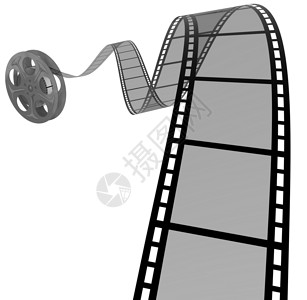 3D 电影螺旋摄影空白卷轴相机黑与白投影视频电影业胶片背景图片