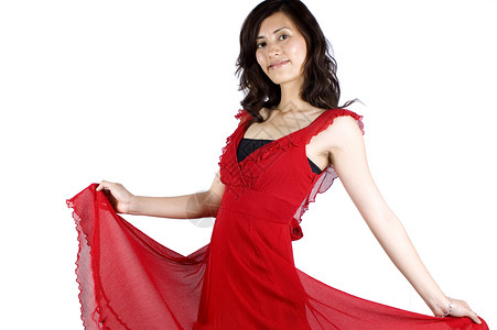 穿红裙子的中国女孩女孩女士舞厅红色女性舞蹈背景图片