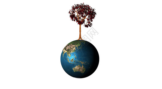 绿色行星世界花朵地球树木回收背景图片