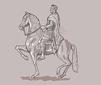 骑马战士罗马皇帝士兵骑马马背绘画军官贵族小马插图骑术男人长袍男性背景