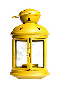 孤立的黄光灯照明辉光金属灯笼背景图片