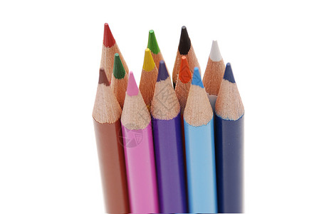 彩色笔粉色学校橙子教育红色灰尘铅笔绿色白色背景图片