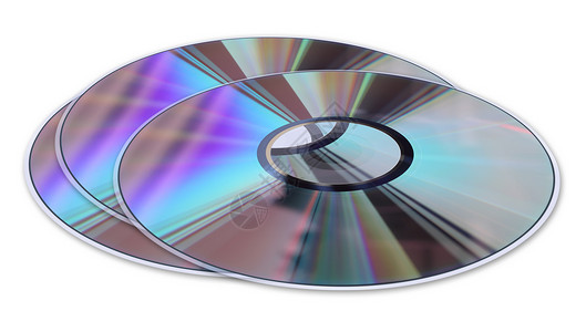 白色上隔离的三张CD/DVD磁盘背景图片