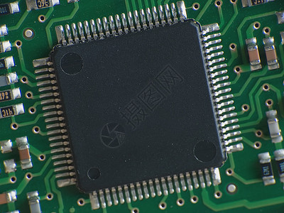 特写绿板上的电子部件  info tooltip活力金属电脑处理器宏观电路板晶体管电路绿色主板背景图片