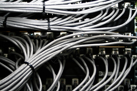 以太网电缆基础设施电缆港口服务线束提供商灰色高科技防火墙局域网背景图片