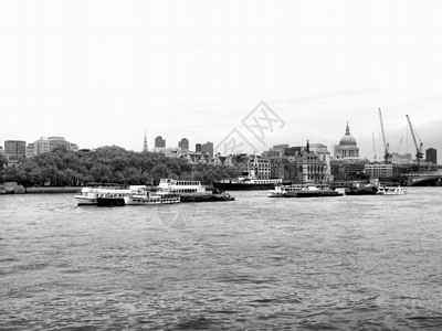 伦敦泰晤士河王国全景黑色白色英语背景图片
