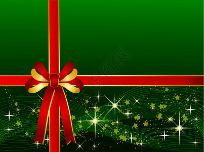 带丝带的绿色圣诞背景背景图片