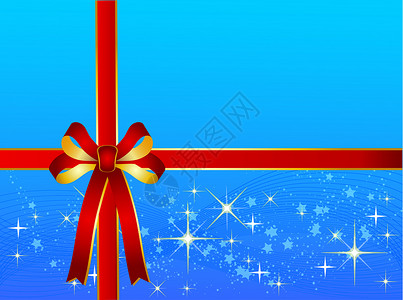 带丝带的蓝圣诞背景漩涡雪花展示海浪墙纸框架星星背景图片