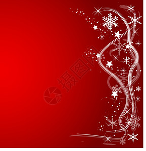 红圣诞节背景漩涡星星框架雪花海浪墙纸背景图片