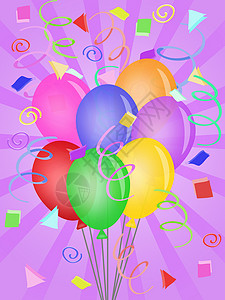 生日晚会时带面团的气球背景图片