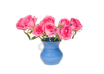 花瓶中美丽的花束花朵色彩多彩的粉红玫瑰背景图片