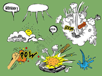 漫画爆炸云边框动漫书要素的多样性背景