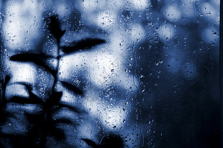 超写实主义背景场景雨滴团体绿色插图照片反射水滴摄影蓝色背景