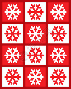 圣诞雪花模式白色红色正方形插图季节性背景图片