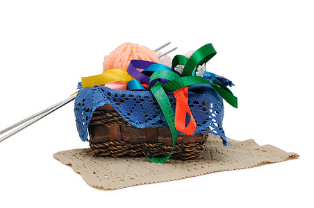 针织篮子丝带爱好创造力配件缝纫产品厘米羊毛家庭绝缘背景图片