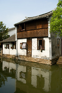 水镇房子家园街道住宅远景阁楼农村小屋木头地标背景图片