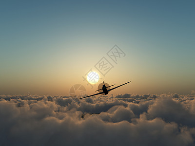 空中的螺旋桨飞机云景航班阳光运输太阳假期速度机器天气旅行背景图片