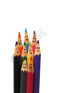 快乐的铅笔群体作为社交网络教育朋友蓝色互联网公司大学拥抱家庭工具团队背景图片