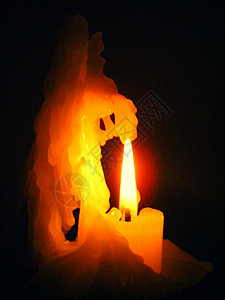 点燃火焰黄色红色蜡烛深色背景背景图片