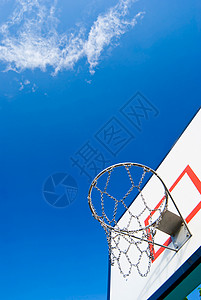 争抢篮板篮球站在蓝天下背景