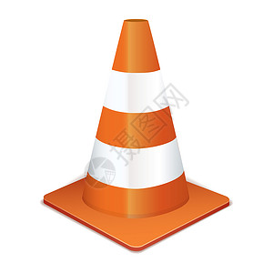 交通指示图标交通锥街道塑料警告橙子白色警报障碍工作注意力危险背景