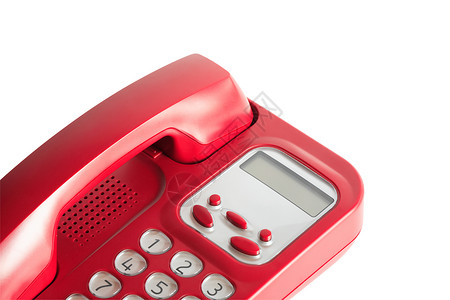 白色红色电话沟通数字技术警报听筒电缆对象按钮背景图片