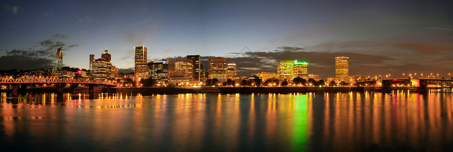 波特兰市下城天线夜间全景高清图片