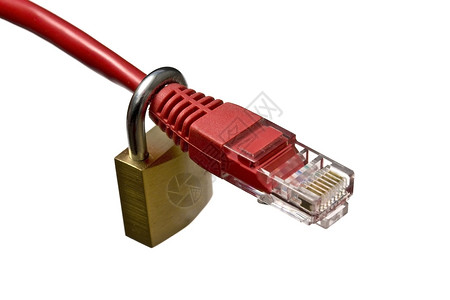 电缆锁孤立私人的高清图片