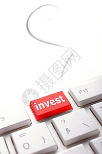投资红色经济电脑按钮股票动机库存收益键盘钥匙背景图片