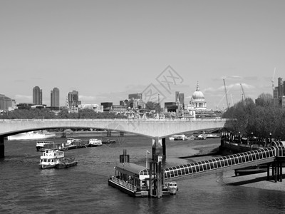 伦敦泰晤士河黑色白色英语全景王国背景图片