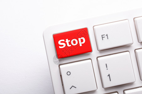 停止按钮情况恐慌红色键盘商业力量背景图片
