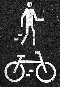 减速慢行注意行人步行和自行车标志沥青指示牌运动人行道小马安全小路小腿行人指标背景