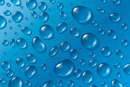 水滴水平绘画气泡水面插图效果宏观液体水族蓝色背景图片